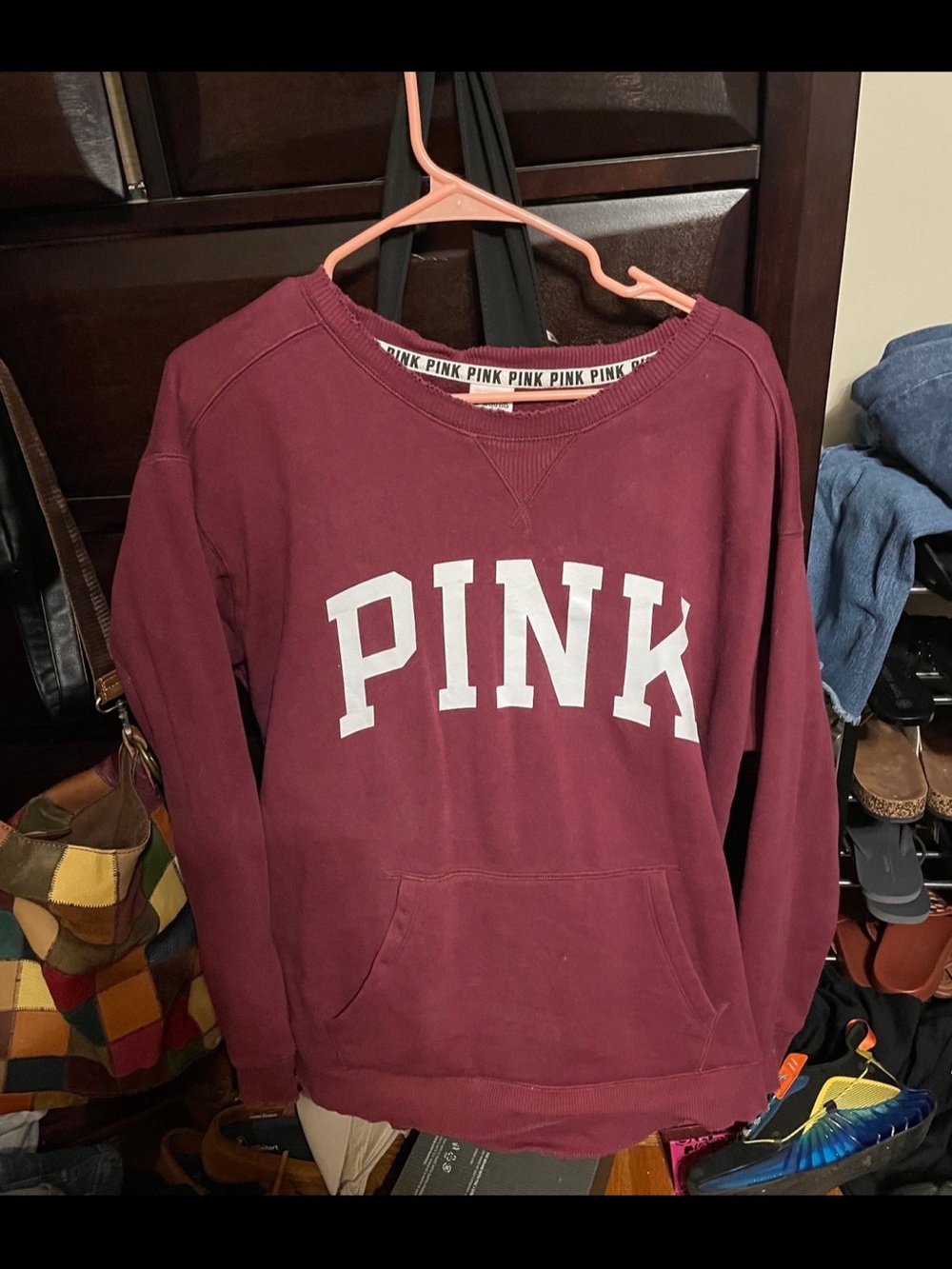 Victoria's Secret PINK Maroon Crewneck Sweatshirt